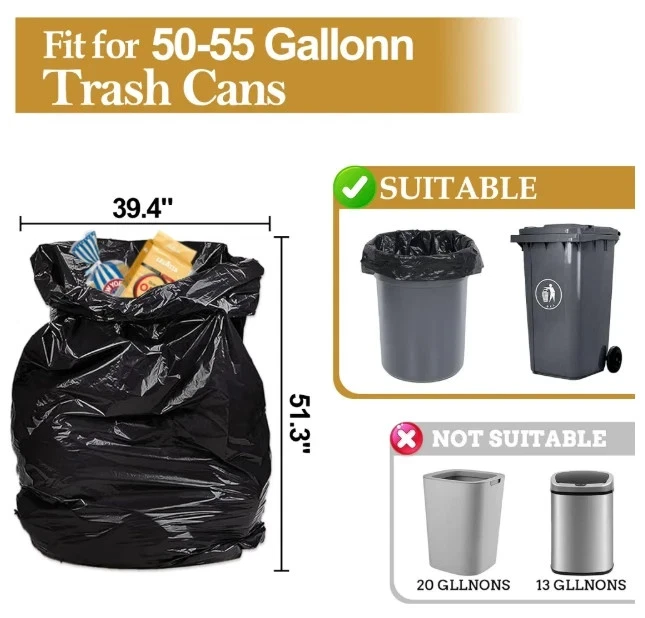 Plastics Black Trash Garbage Bag 55 Gallon 3 Mil  (50 Bag) - Image 3 of 4