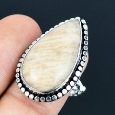 Orange Aventurine Gemstone Handmade 925 Sterling Silver Jewelry Ring Size Adj