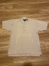 Eddie Bauer Polo Shirt Mens L White Gray Cotton Short Sleeve