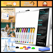 Double-Sided Dry Erase Whiteboard with Stand, 16"x12" Portable Classroom Board