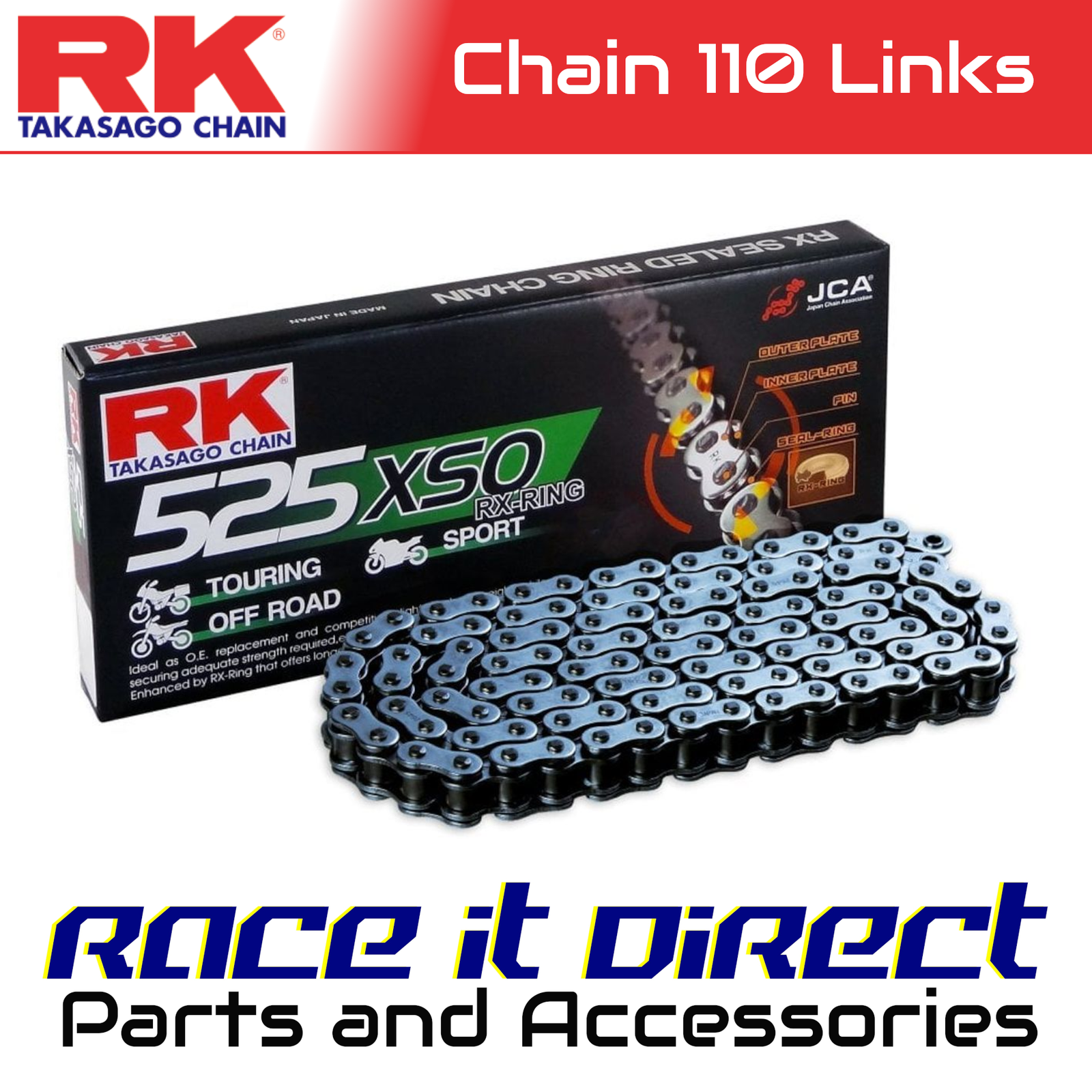 RK Chain for Honda CB750 Nighthawk USA 1991-2003 Black RX-Ring