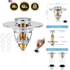 Bathroom Sink Stopper with Hair Catcher   Universal Pop-Up Drain Strainer for...