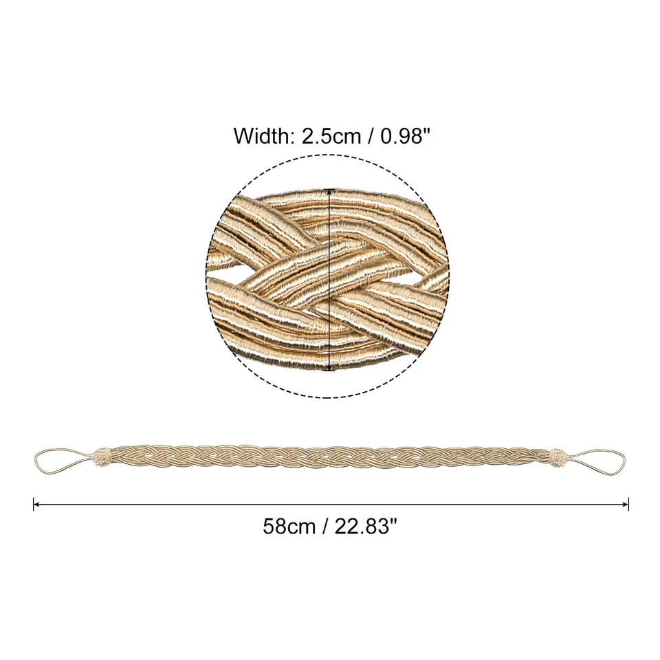 Paquete de 4 Corbatas de Cortina de 23" Trenza Cortina Soporte de Retención con Ganchos Taupe Foto 2 de 4