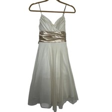 Champagne Formal Twill Babydoll Dress Size 3 Fairy Whimsical Cocktail Prom Dress