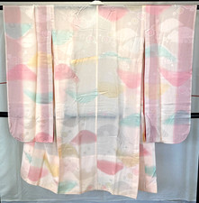 Japanese Vintage Kimono Juban Furisode Silk Pink Traditional Length 51 in