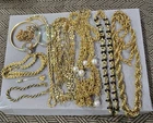 Vintage Gold Tone Estate Jewelry Lot Rhinestone Trifari Monet Vendome Avon +