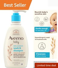 Aveeno Baby Daily Moisture Gentle Baby Body Wash and Shampoo with Oat Extract...
