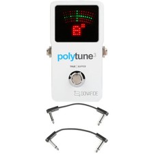TC Electronic PolyTune 3 Polyphonic LED Guitar Tuner Pedal with EBS Patch Cables