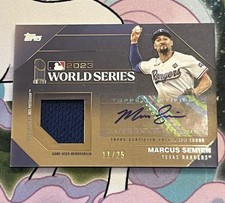 2024 Topps Series 1 World Series Champion Auto Relics Marcus Semien Gold #’d /25