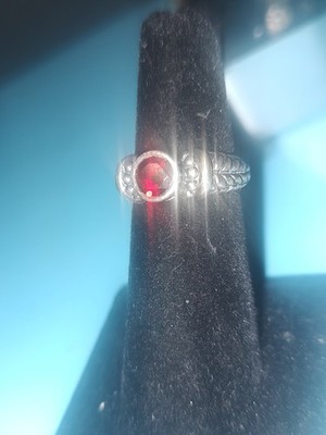 Sterling Silber Granat Ring Gr.5