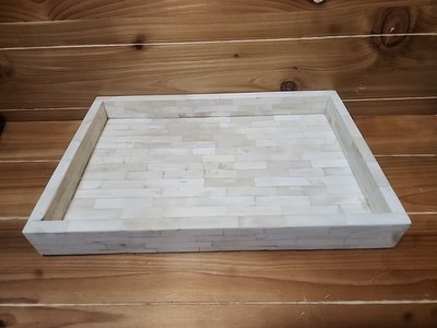 Antique 1950s Handcrafted Bone  Serving Tray Rectangle       1cnt18 JJ