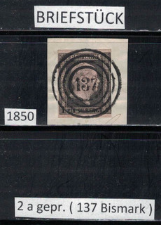 Preussen Briefstück MiNr. 2 a ( 137 Bismark ) gepr. Kastaun BPP