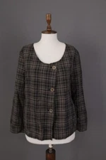 OSKA Brown Single Breasted Lagenlook Bog Pockets Linen Blazer Jacket Size 1