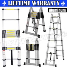 Alu Telescopic Extension Ladder 10.5FT-16.5FT Folding Step Multi-Use Non-Slip