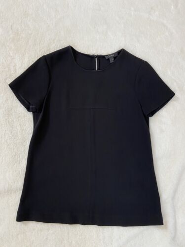 J Crew Womens Size 0 Short Sleeve Black Blouse - Picture 1 of 5