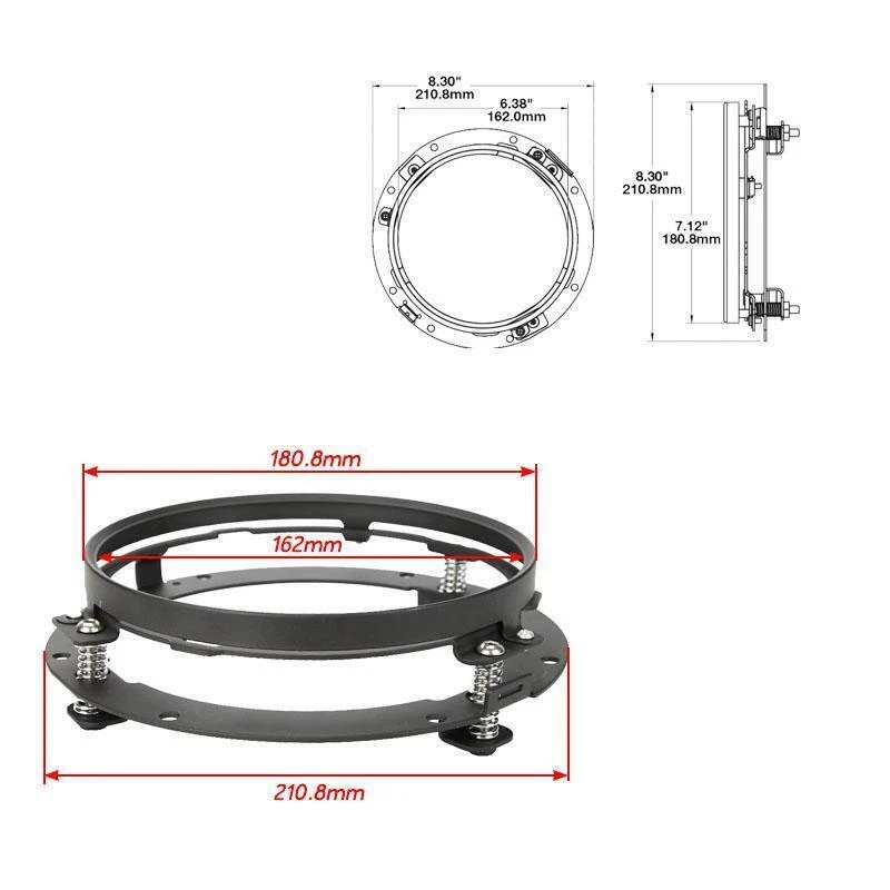 Pair 7'' Left+Right Headlight Bulb Brackets Buckets For Jeep Wrangler 2007-2016 - Image 2 of 4