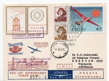 Poland-22nd Glider Mail-1973  Bocian  flown Torun-Frombork Pcd c +vignette