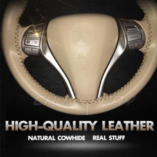 Car Accessories Steering Wheel Cover Genuine Leather Anti-slip 38cm Universal