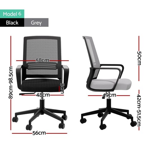 Artiss Office Chair Mesh Computer Chairs Study Work Gaming Desk Chairs Black - Picture 8 of 38