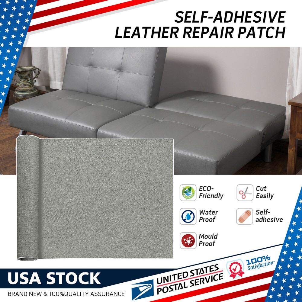 Gray PU Leather Repair Kit Self-Adhesive Patch Stick Leather office Chair Sofa