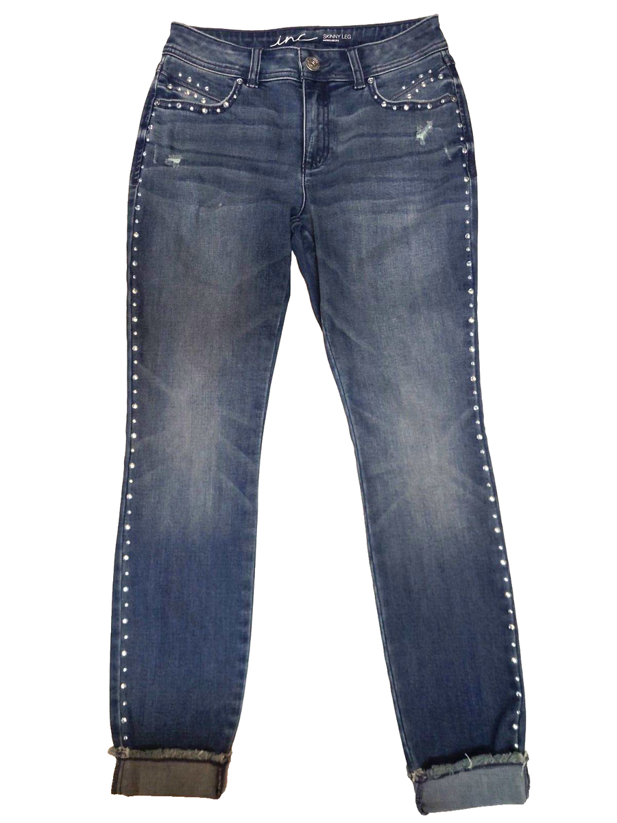 INC Jeans Size Curvy Fit Straight Leg Regular Fit Stretch Distressed
