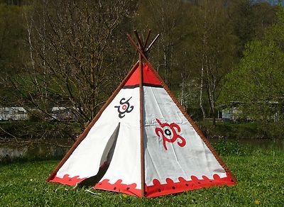 KINDER Tipi Wigwam Indianerzelt + METALL-Stangen 183 x 137cm Top Qualität  52052