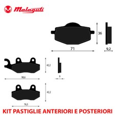 KIT PASTIGLIE FRENO ANTERIORI E POSTERIORI MALAGUTI CENTRO 125 IE/SL 2007 2011