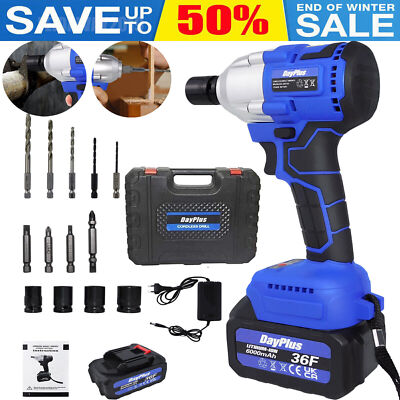 Electric Cordless Impact Wrench 1/2 inch Drive Ratchet Gun