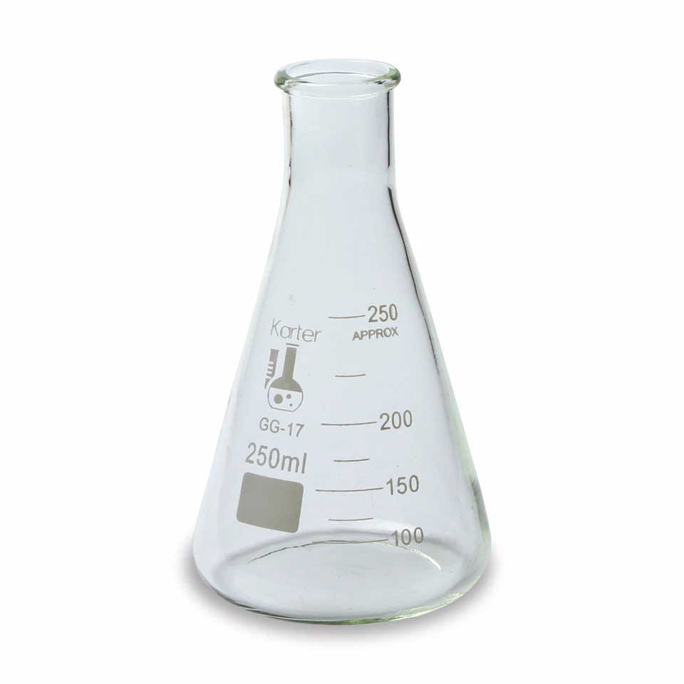 Karter Scientific 250 ml Erlenmeyer Flask Borosilica​te Glass