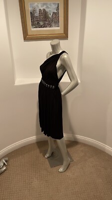 D & G DOLCE & GABBANA ONE SHOULDER DRESS BLACK BEADS DETAIL SIZE  
