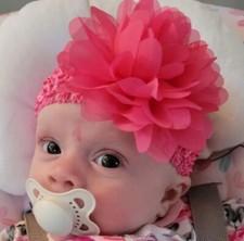 Baby Headband With Chiffon Flower On Stretchy Nylon Band