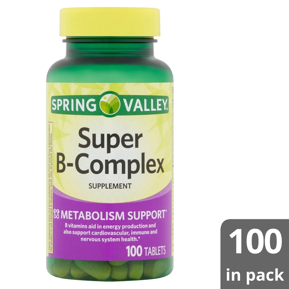 Spring Valley Super B-Complex Metabolism Support B Vitamins Tablets, 100 CT.. - Image 2 of 4
