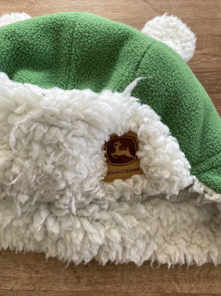John Deere Toddler Green Sherpa Lined Trapper Hat Ear Flap Chin Strap - Image 2 of 4
