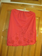 60s Vintage Carol Anne Short Hot Red Nylon Half Slip Lace Medium