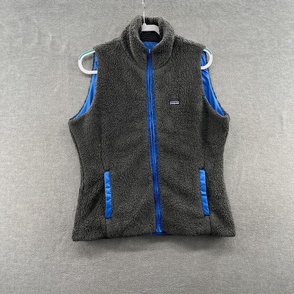 Patagonia Womens Gray Sherpa Reversible Puffer Full Zip Vest Size