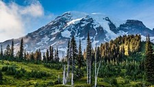 Landscape nature mount rainier washington mountains Custom Gaming Mat Desk