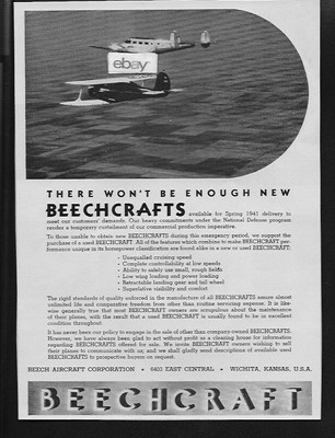BEECHCRAFT AIRCRAFT 1941 THERE WON'T BE ENOUGH NEW BEECHCRAFT'S MODEL-18 AD