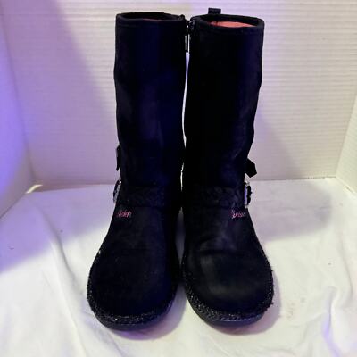 SKECHERS BLACK TOASTY TOES BOOTS WITH PINK INTERIOR SZ YOUTH 1 | eBay