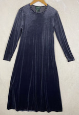 Lauren Ralph Lauren Midi Dress Womens Small A Line Gray Velvet Cocktail Party