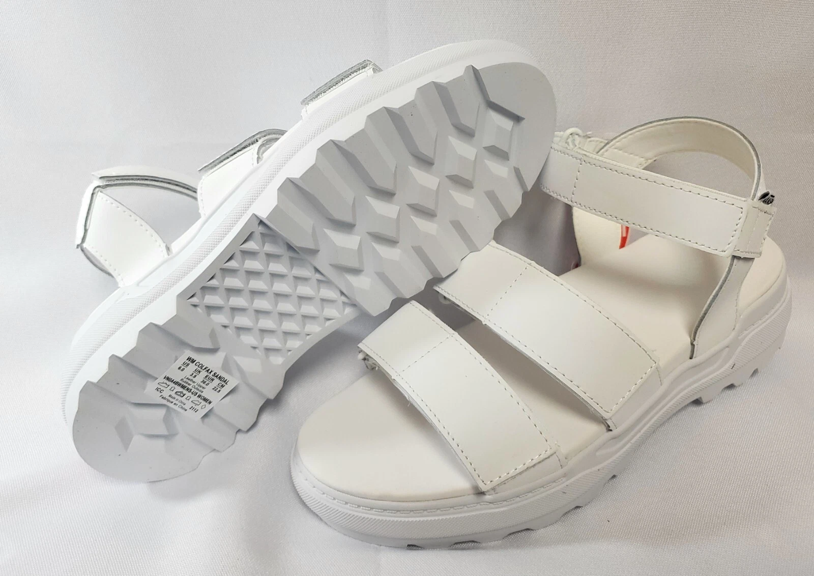 Sandali da donna Vans Colfax vera pelle bianchi con cinturini scarpe