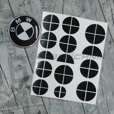 BMW Emblem Logo Aufkleber Ecken 1er 2er 3er 4er M3 X1 X3 X4 X5 schwarz glänzend