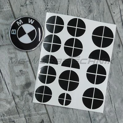 BMW emblema logo adesivo angoli 1 2 3 4 M3 X1 X3 X4 X5 nero lucido