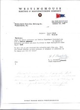 مقتنيات WESTINGHOUSE LETTERHEAD