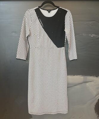 i heart ronson Black And White Women s Basket Weave Rayon Stretch Dress Sz Sm