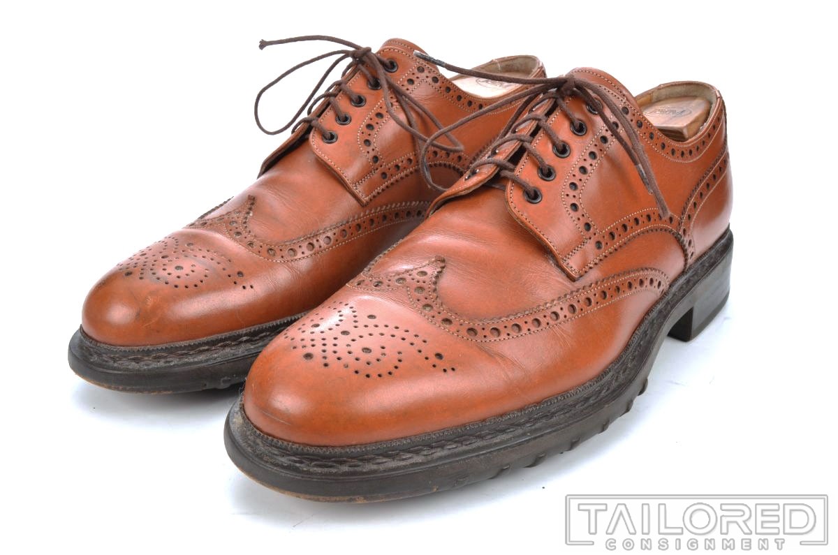 SANTONI Solid Brown Pebble Grain Full Brogue Derb… - image 5