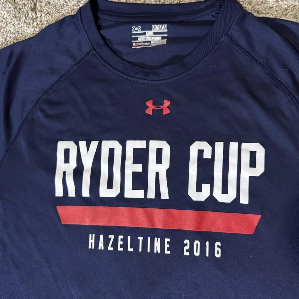Ryder Cup Shirt Mens Medium Navy Golf HeatGear Tee Under Armour Hazeltine 2016 - Image 2 of 4