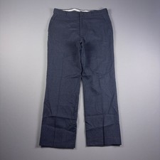 Vintage 80s Made in USA Pure Wool Trousers Charcoal Grey Straight Leg 35x27