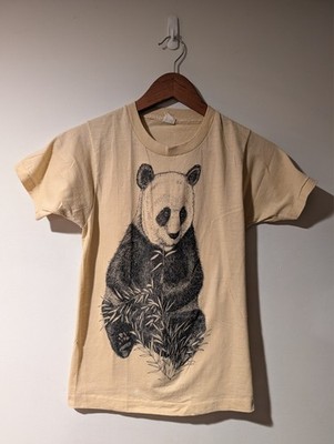 Vintage 1983 Panda Animal Nature Wildlife Beige Small T-Shirt