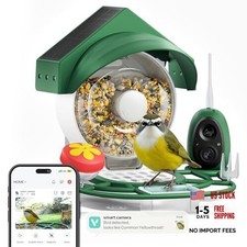 Smart Bird Feeder with Camera - 2K HD Smart Bird Feeder, Solar Powered Green