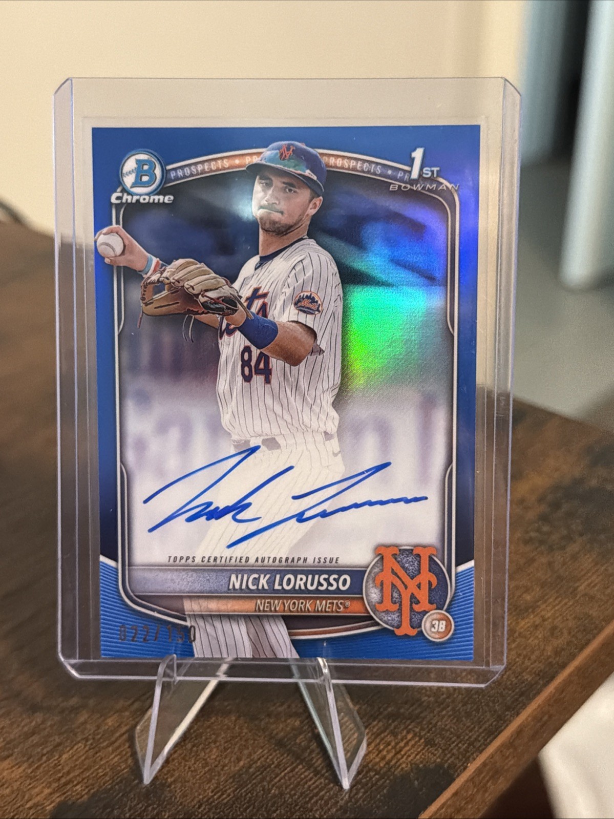 2025 Bowman Chrome Nick Lorusso 1st Chrome Auto Mets True Blue /150